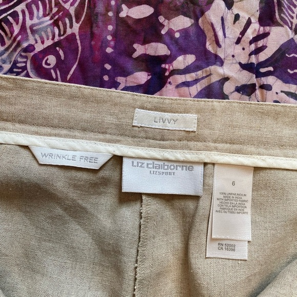 Liz Claiborne livvy capris 100% linen size 6 - Picture 4 of 4
